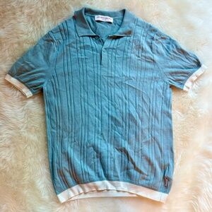 ORLEBAR BROWN Fairfield Mineral & White Ribbed Cotton Polo